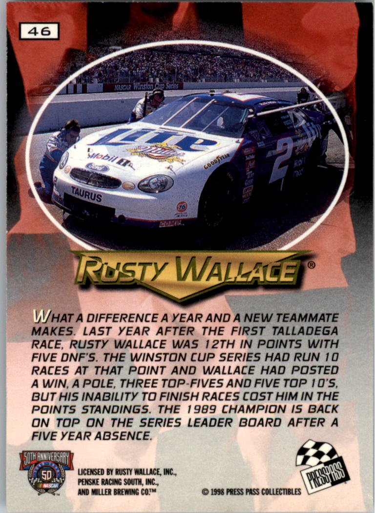1998 VIP Explosives #46 Rusty Wallace's Car back image