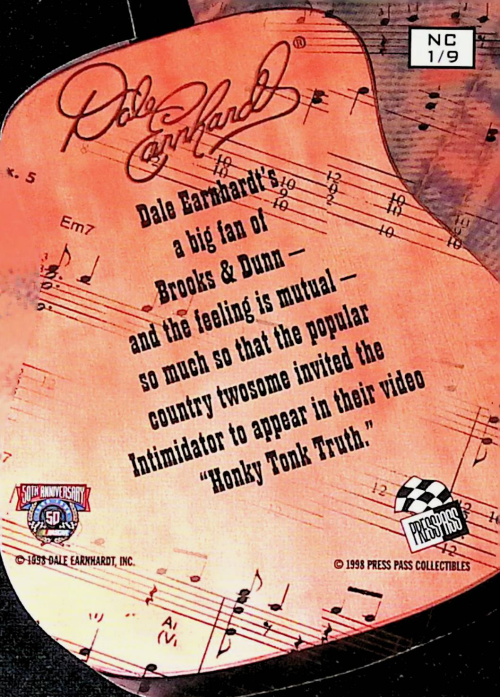 1998 VIP NASCAR Country Die Cuts #NC1 Dale Earnhardt back image
