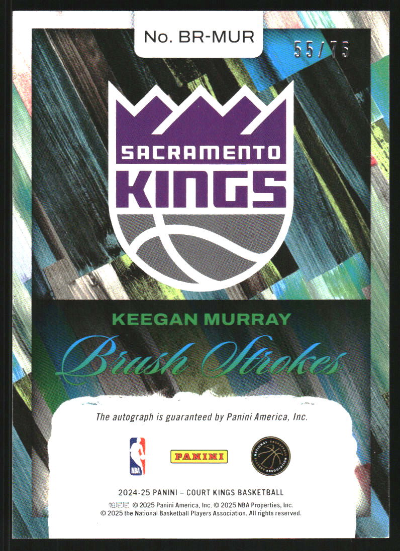 2024-25 Court Kings Brush Strokes Autographs Ruby #26 Keegan Murray Auto /75