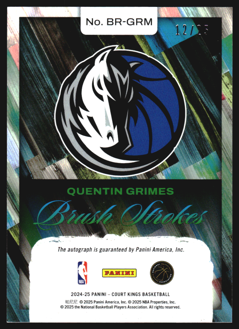 2024-25 Court Kings Brush Strokes Autographs Sapphire #29 Quentin Grimes/25