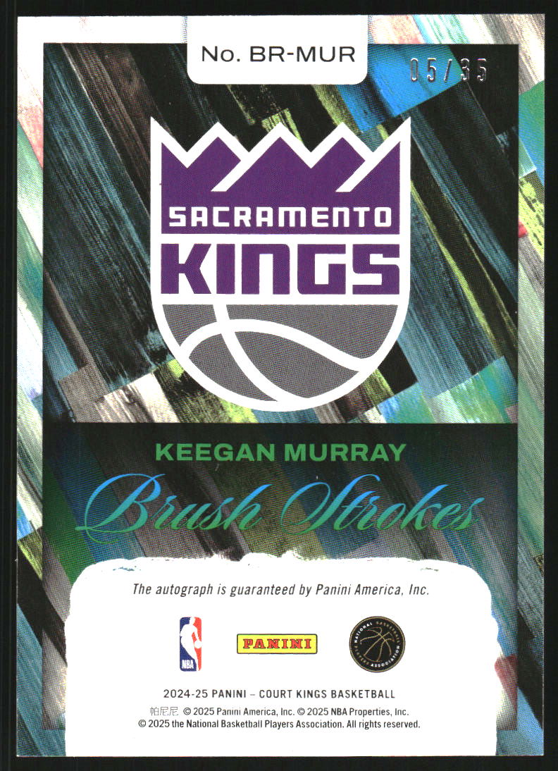 2024-25 Court Kings Brush Strokes Autographs Violet #26 Keegan Murray Auto /35