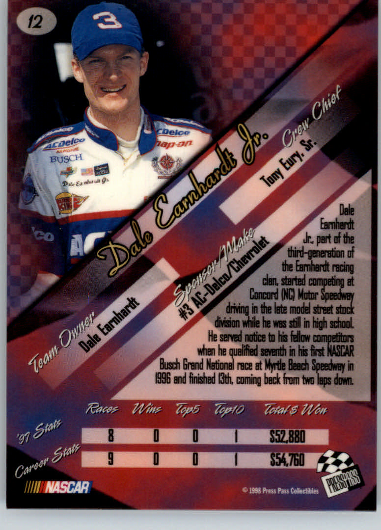 1998 Press Pass Premium Reflectors #12 Dale Earnhardt Jr. back image