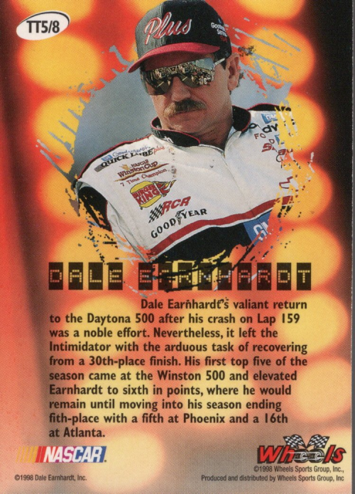 1998 Wheels High Gear Top Tier #TT5 Dale Earnhardt 1:40 back image