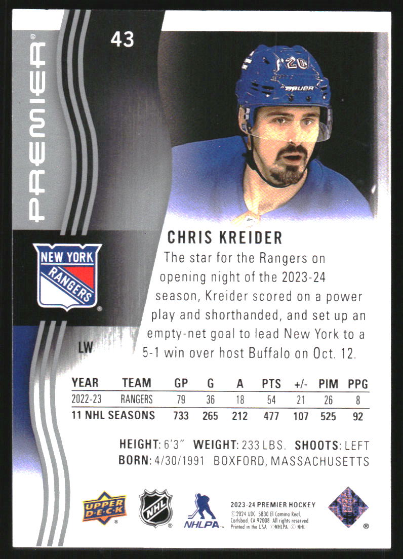2023-24 Upper Deck Premier #43 Chris Kreider/299