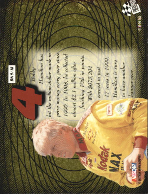 1999 Press Pass Stealth Big Numbers #BN9 Bobby Hamilton back image