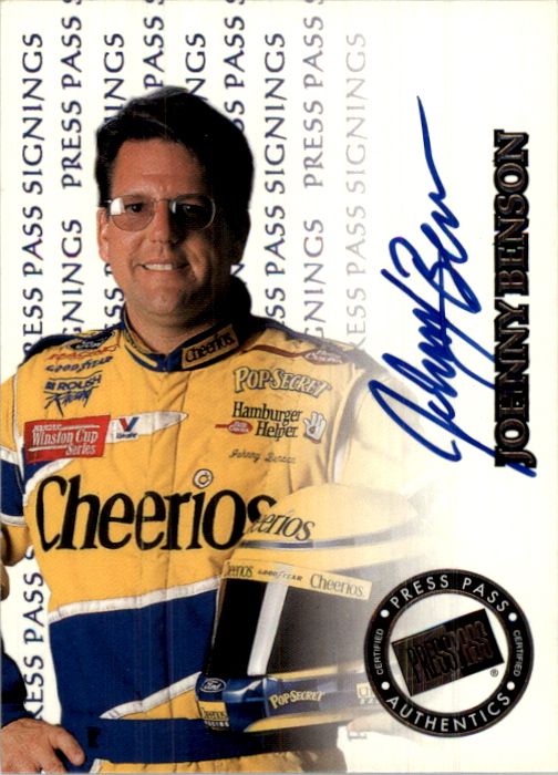 JOHNNY BENSON  AUTOGRAPHED 1999 PRESSPASS NASCAR CARD