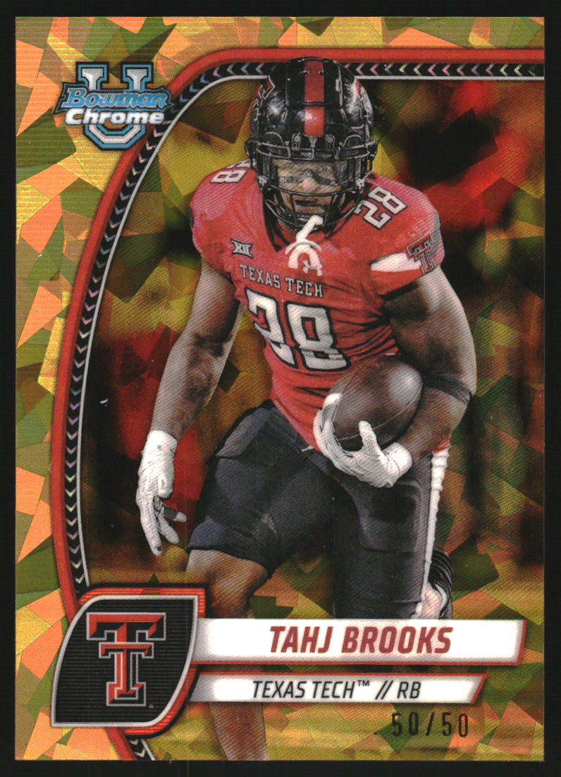 2024 Bowman Chrome Sapphire University Gold Refractors #193 Tahj Brooks /50