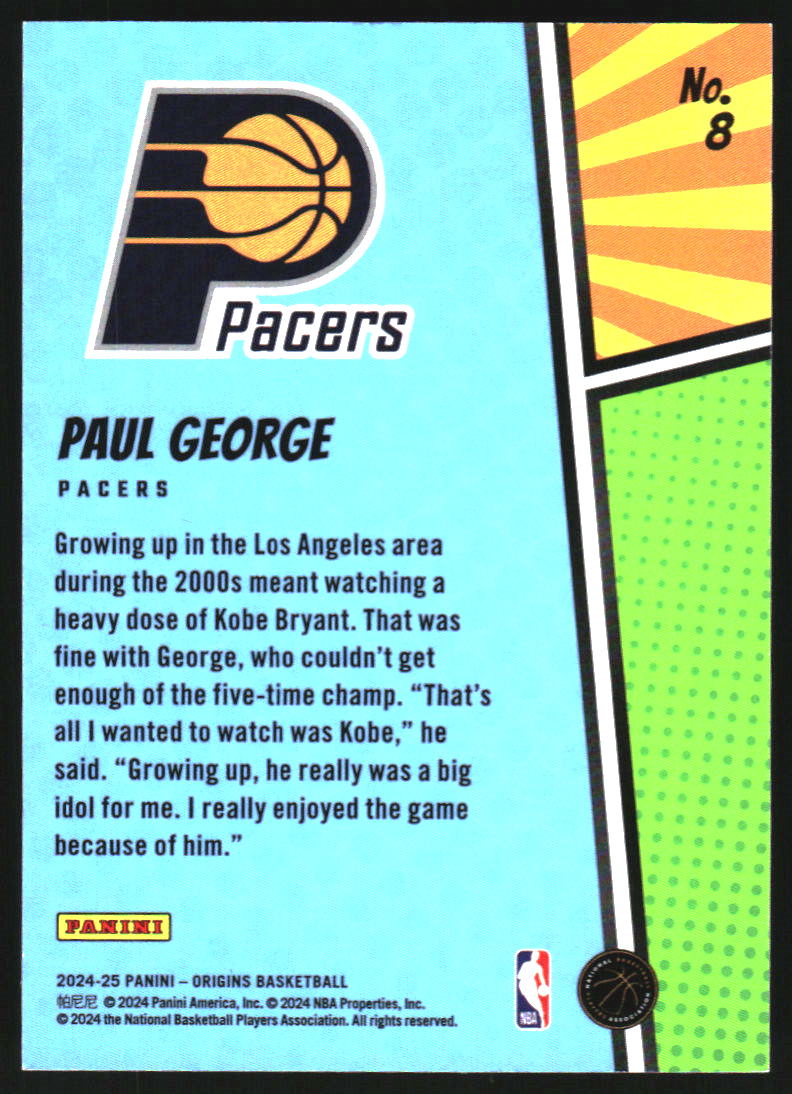 2024-25 Panini Origins Origin Stories Red #8 Paul George back image