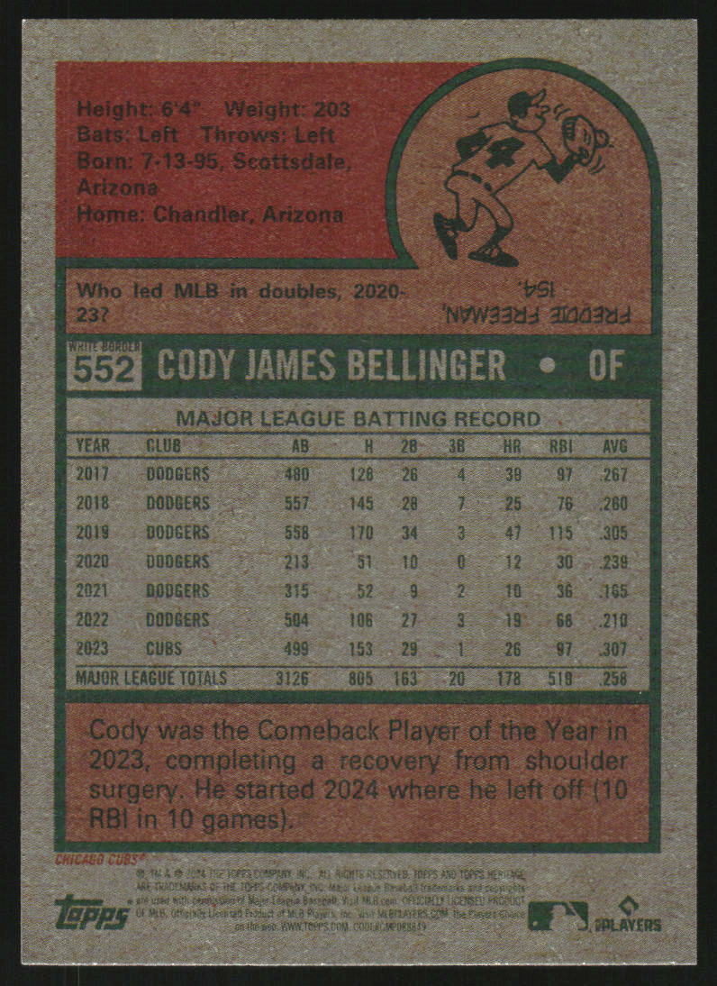 2024 Topps Heritage White Border #552 Cody Bellinger