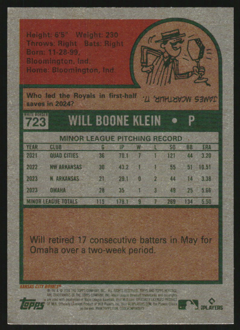 2024 Topps Heritage White Border #723 Will Klein
