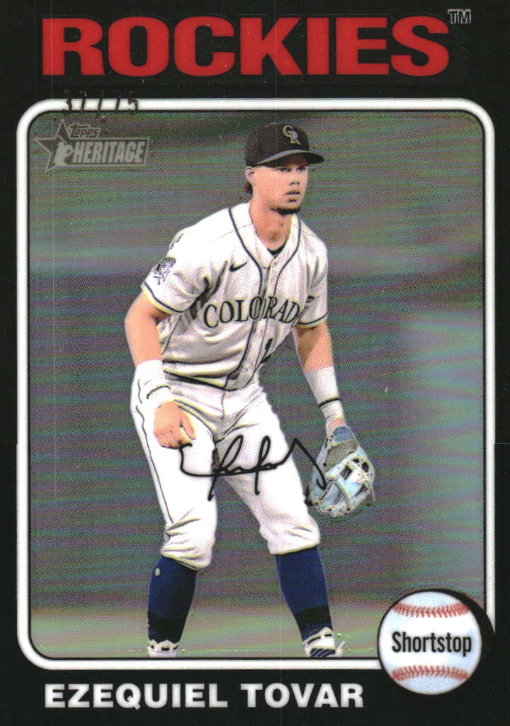 2024 Topps Heritage Chrome Black Refractors #328 Ezequiel Tovar HN /75