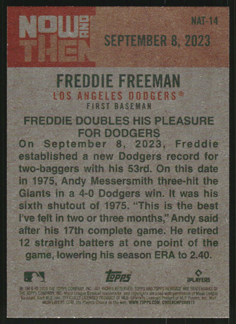 2024 Topps Heritage Now and Then #NAT14 Freddie Freeman
