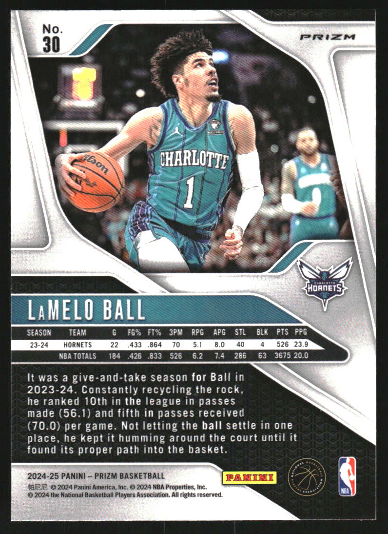2024-25 Panini Prizm Prizms Green #30 LaMelo Ball