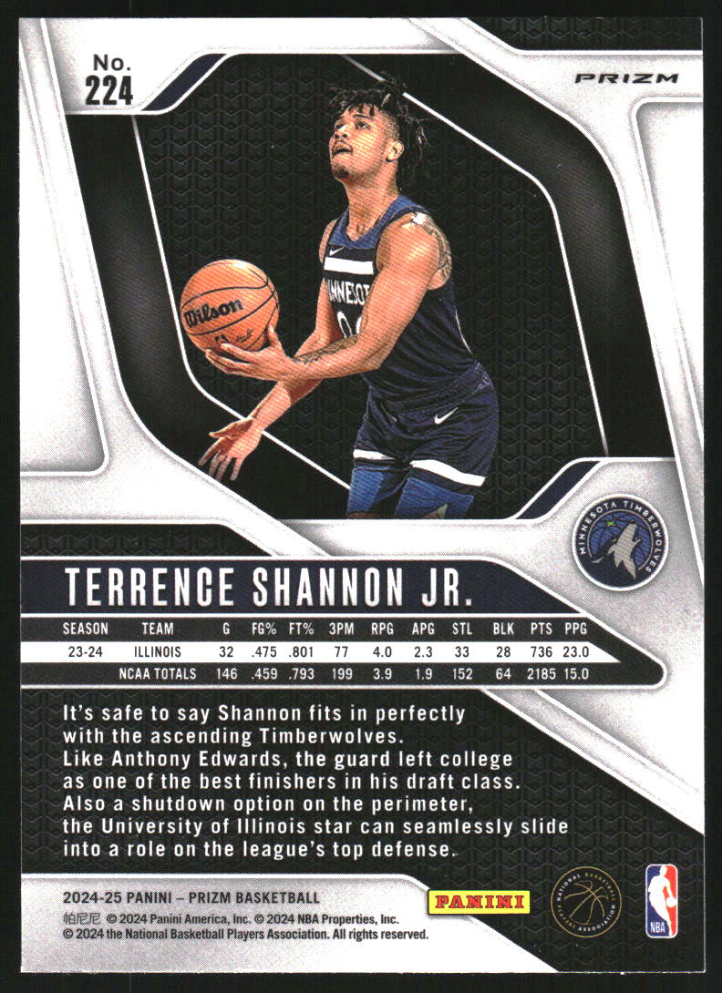 2024-25 Panini Prizm Prizms Green #224 Terrence Shannon Jr.