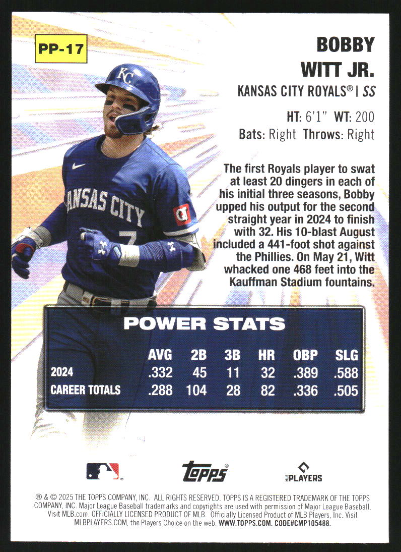 2025 Topps Celebration Power Players #PP17 Bobby Witt Jr.