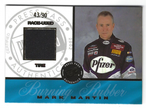2001 Press Pass Burning Rubber Drivers #BRD6 Mark Martin/90