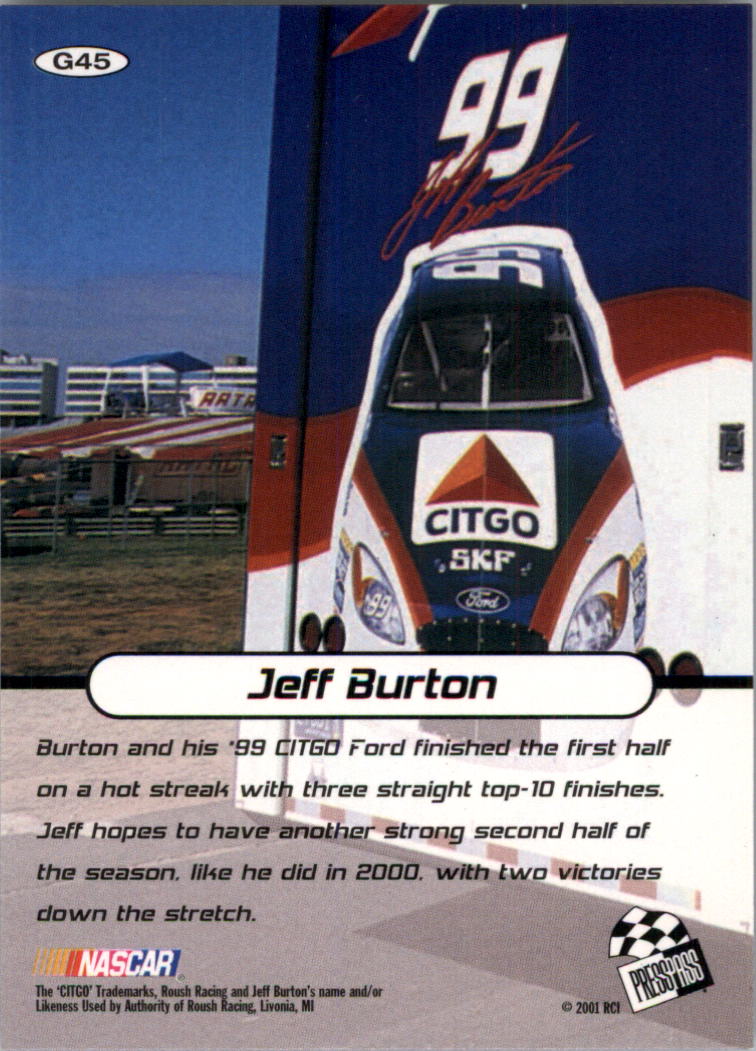 2001 Press Pass Stealth Holofoils #45 Jeff Burton back image