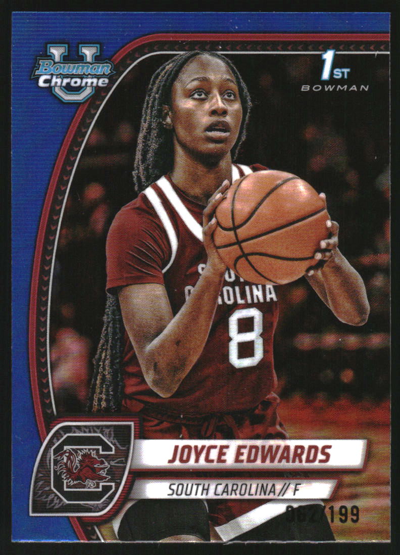 2024-25 Bowman Chrome University Blue Refractors #36 Joyce Edwards