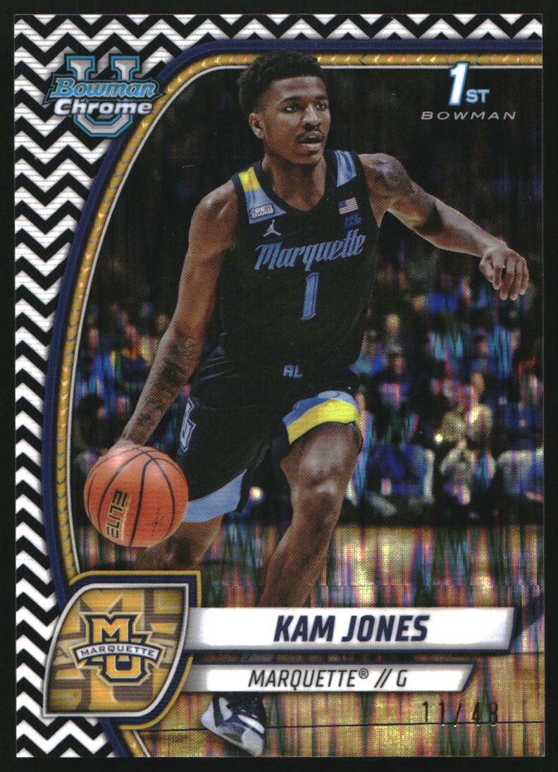 2024-25 Bowman Chrome University Black and White Stealth Refractors #39 Kam Jones