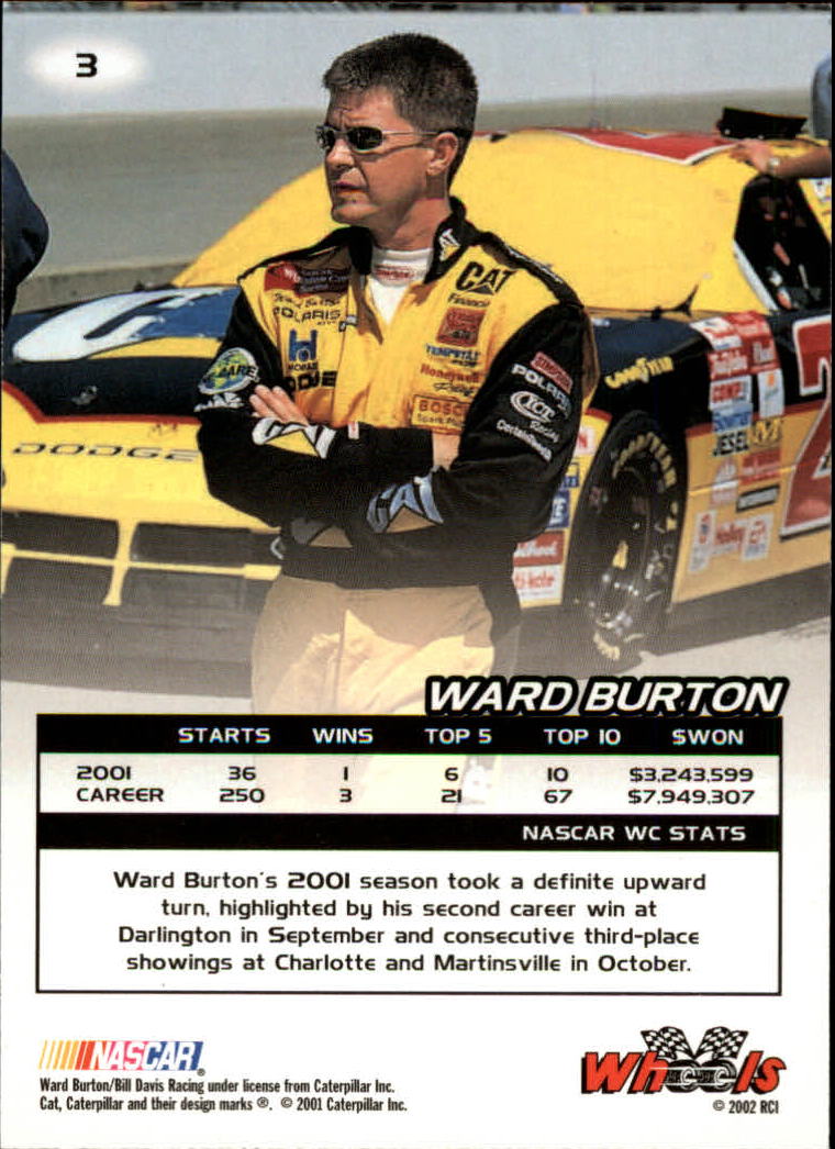 2002 Wheels High Gear #3 Ward Burton back image