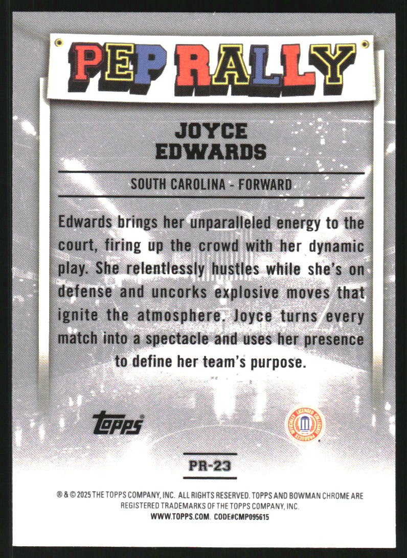 2024-25 Bowman Chrome University Pep Rally #PR23 Joyce Edwards
