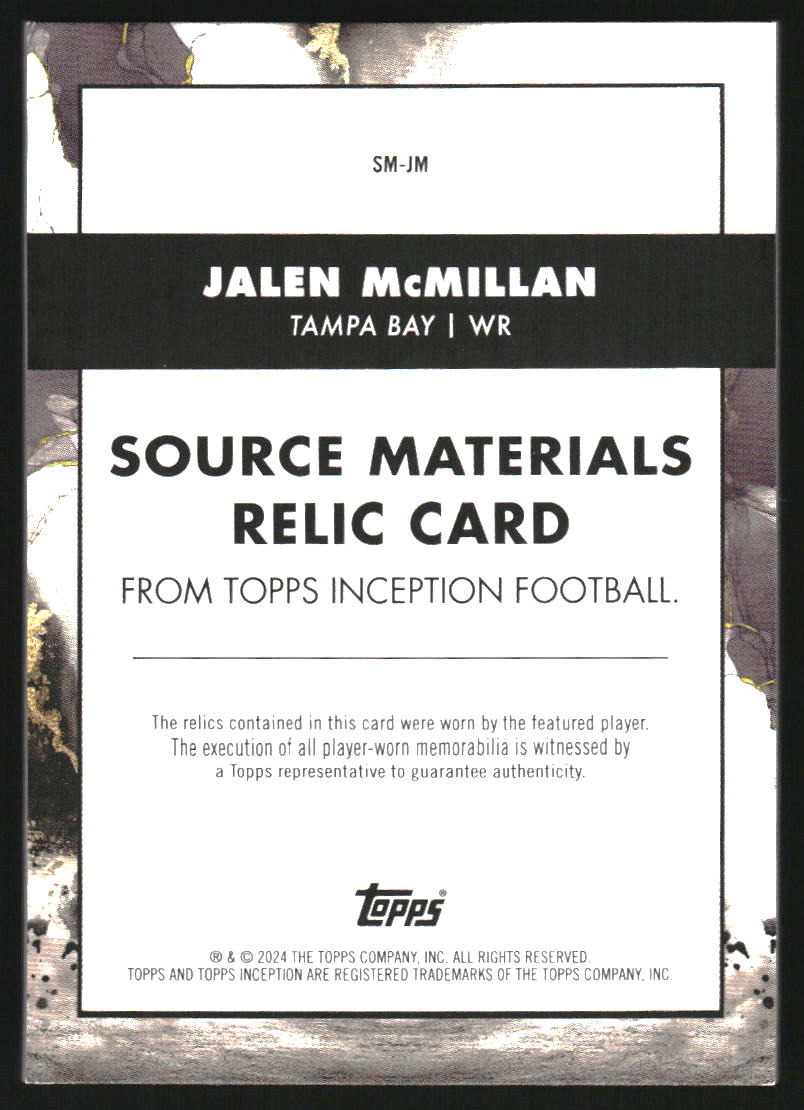 2024 Topps Inception Source Materials Gold #SMJM Jalen McMillan Jersey /25