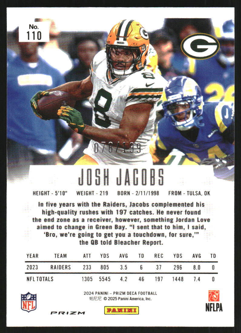 2024 Panini Prizm Deca Prizms Red #110 Josh Jacobs