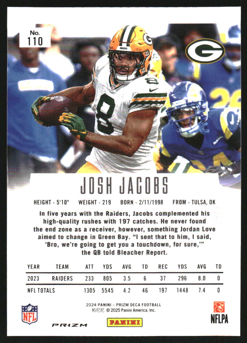 2024 Panini Prizm Deca Prizms Silver #110 Josh Jacobs