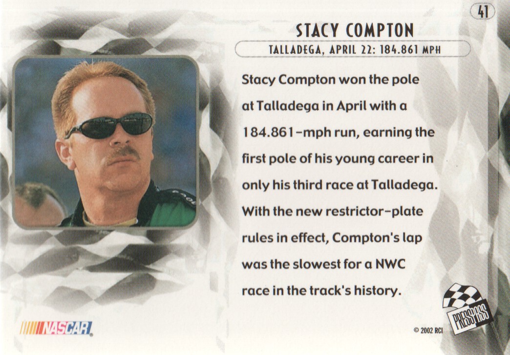 2002 Press Pass Eclipse #41 Stacy Compton SO back image