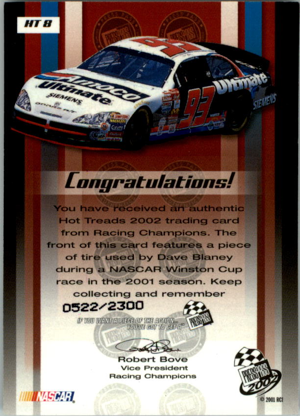 2002 Press Pass Hot Treads #HT8 Dave Blaney's Car/2300 back image