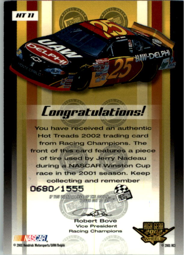 2002 Press Pass Hot Treads #HT11 Jerry Nadeau's Car/1555 back image
