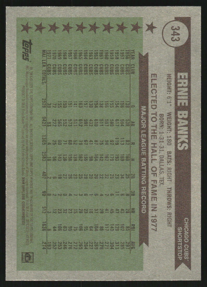 2025 Topps Heritage Blue Border #343 Ernie Banks AS
