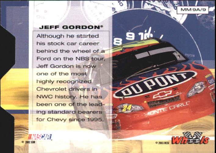 2003 Wheels High Gear Man #MM9A Jeff Gordon back image