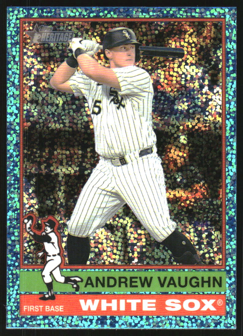 2025 Topps Heritage Chrome Light Blue Sparkle Refractors #413 Andrew Vaughn