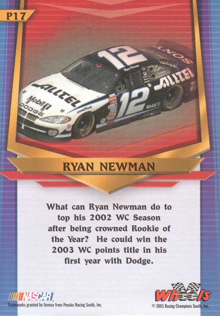 2003 Wheels American Thunder Holofoil #P17 Ryan Newman back image
