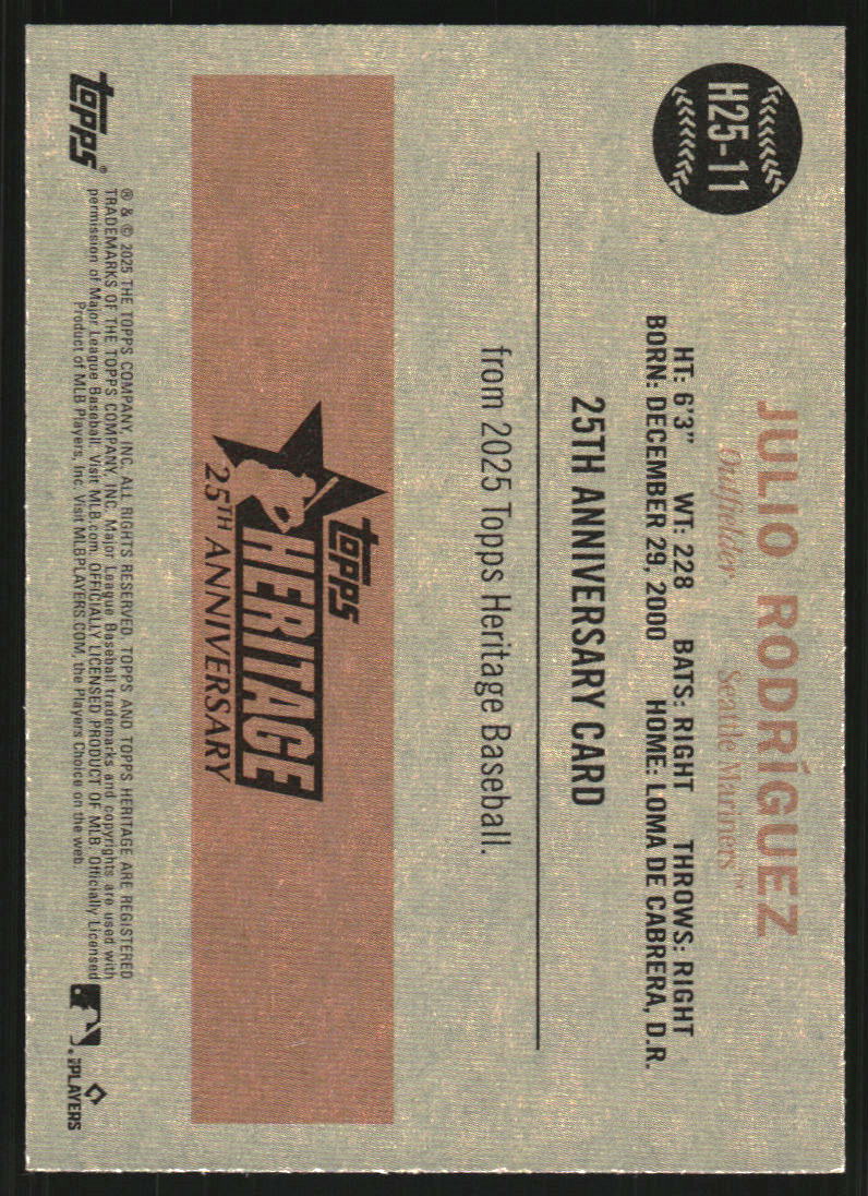 2025 Topps Heritage 25th Anniversary #H2511 Julio Rodriguez