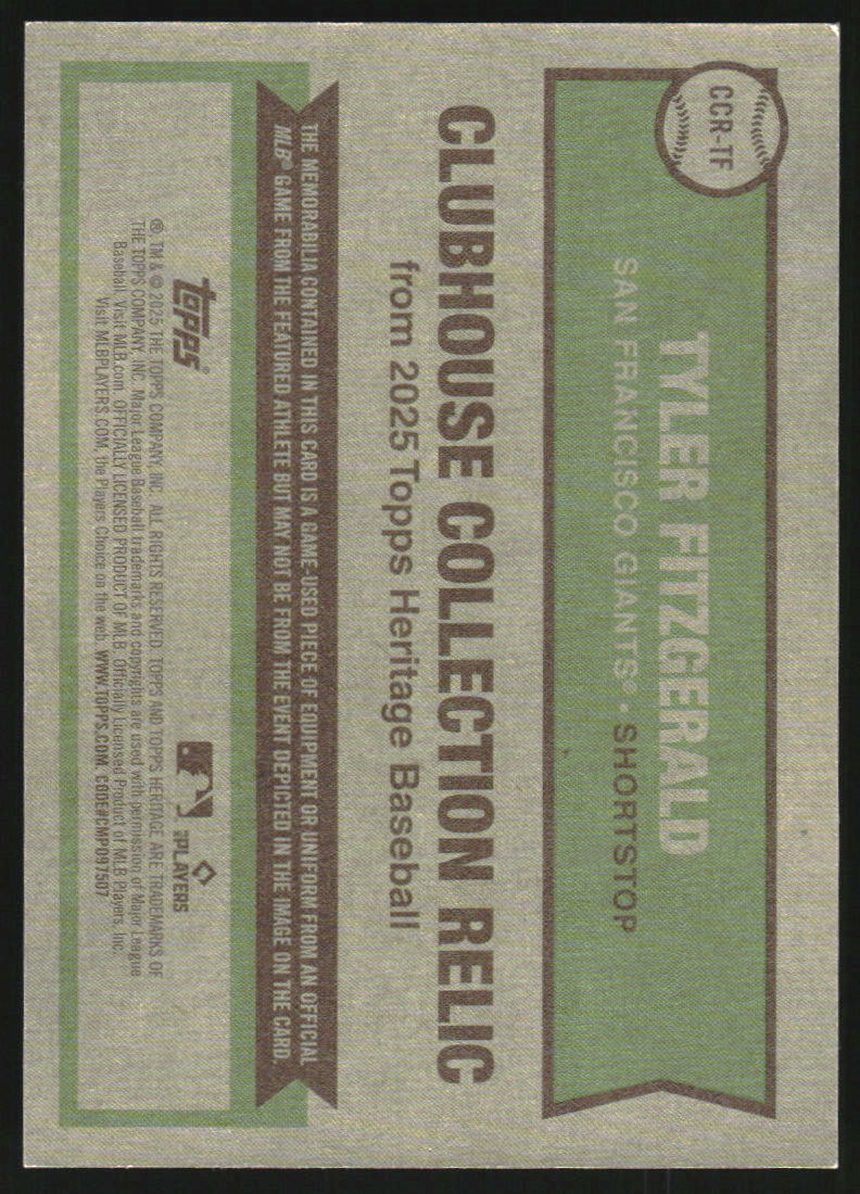 2025 Topps Heritage Clubhouse Collection Relics Gold #CCRTF Tyler Fitzgerald /99