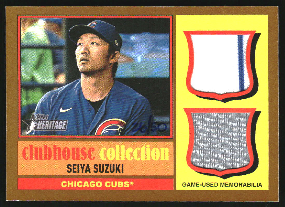 2025 Topps Heritage Clubhouse Collection Dual Relics Gold #CCSDRSS Seiya Suzuki /50