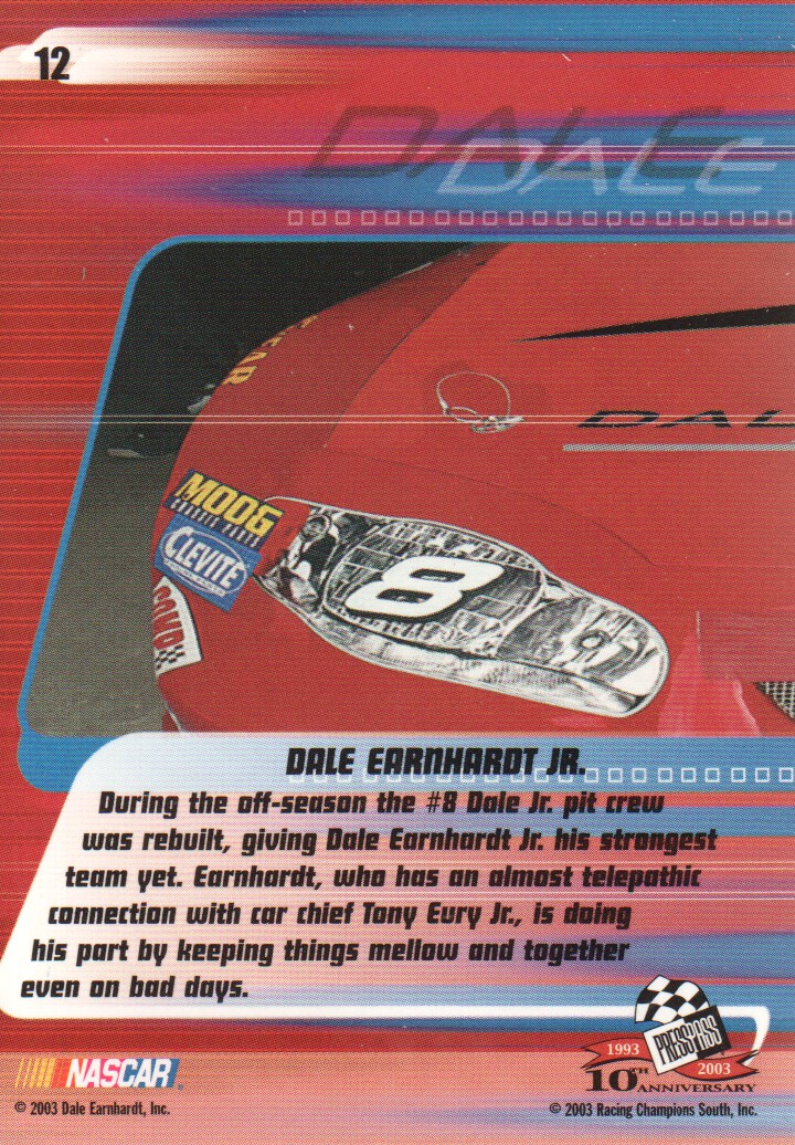 2003 Press Pass Stealth #12 Dale Earnhardt Jr. back image