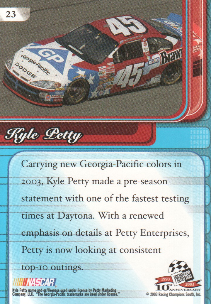 2003 Press Pass Premium #23 Kyle Petty back image