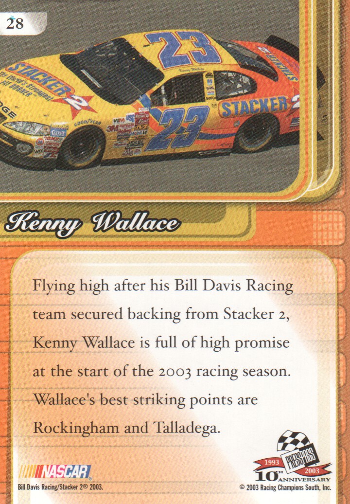 2003 Press Pass Premium #28 Kenny Wallace back image