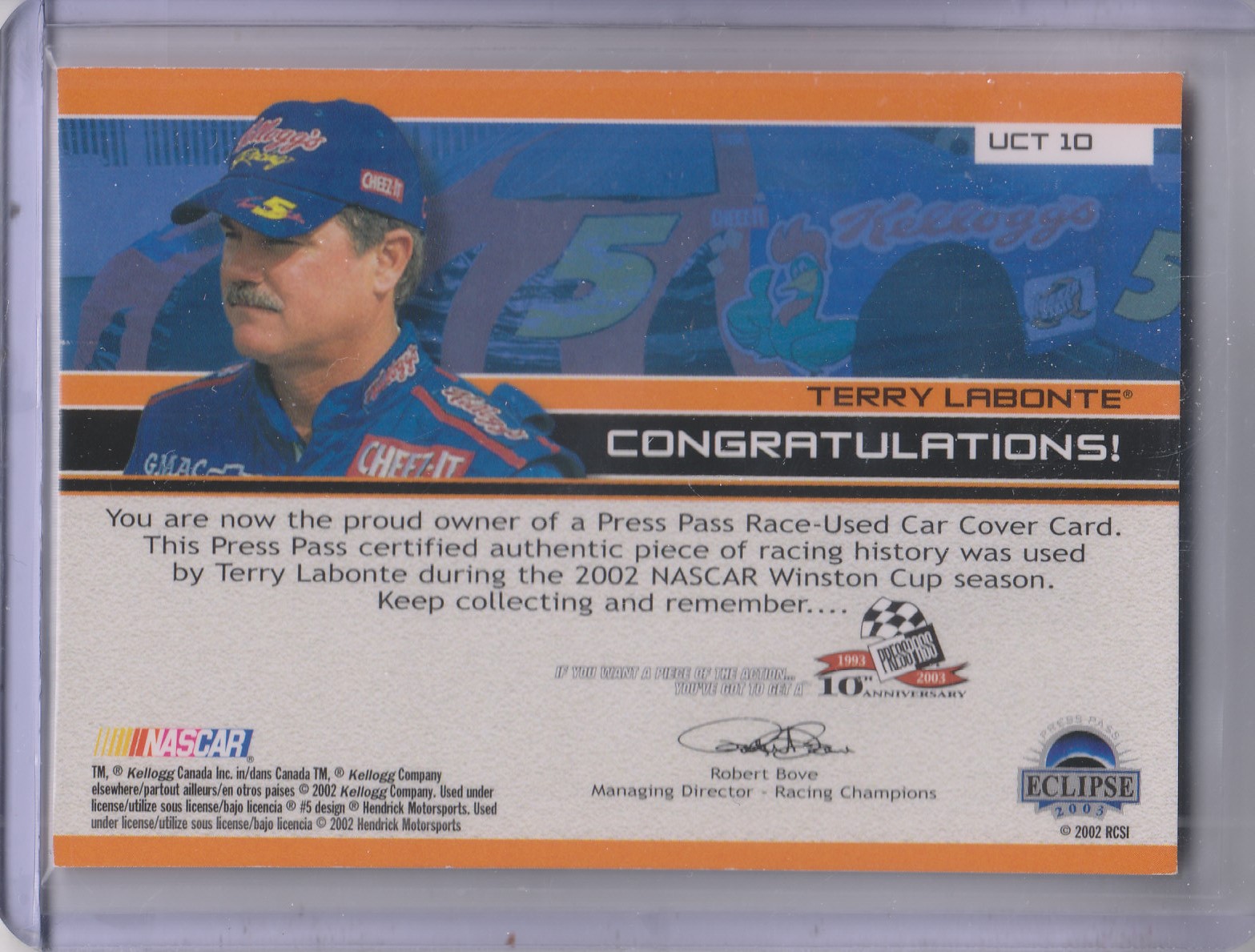 2003 Press Pass Eclipse Under Cover Cars #UCT10 Terry Labonte back image