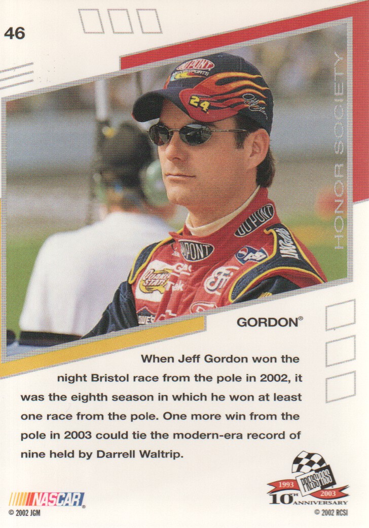 2003 Press Pass Eclipse #46 Jeff Gordon HS back image