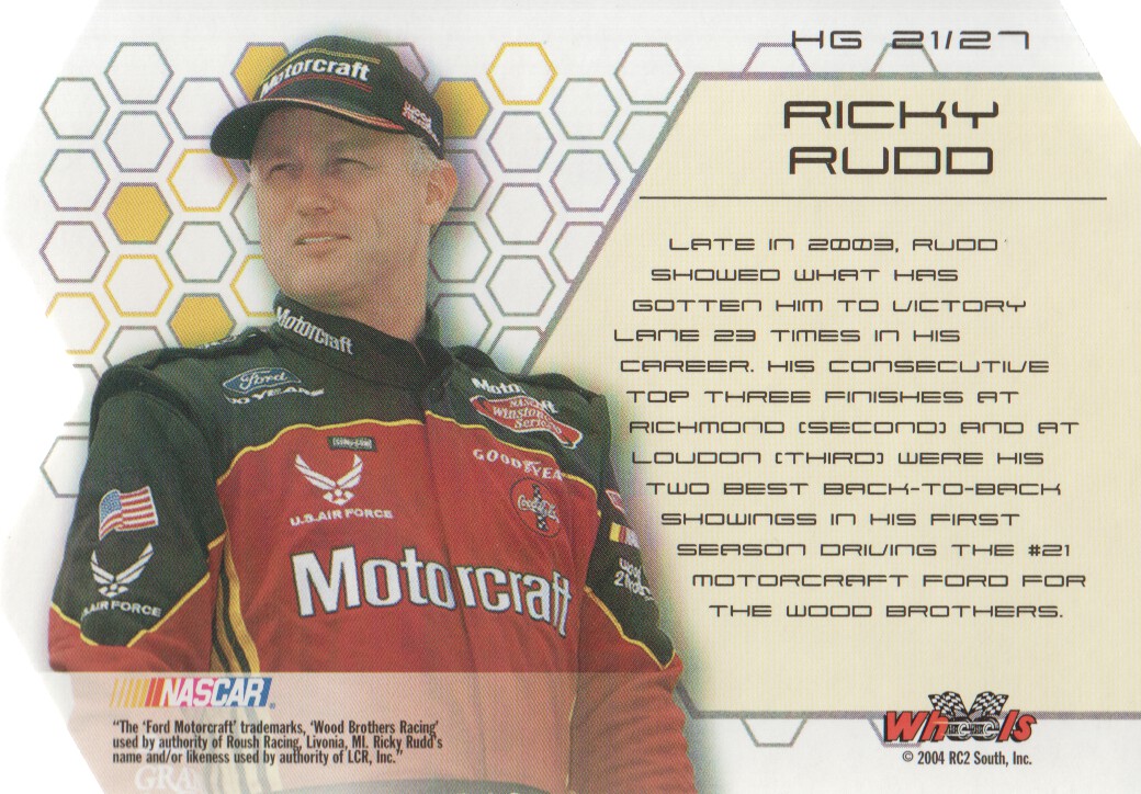 2004 Wheels High Gear High Groove #HG21 Ricky Rudd back image