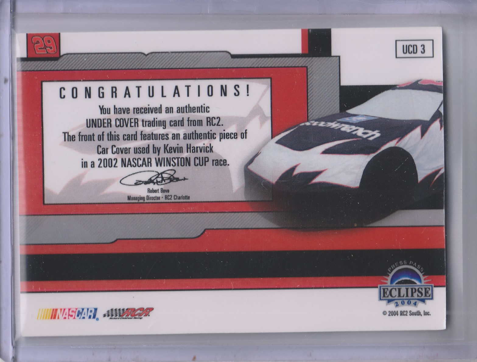 2004 Press Pass Eclipse Under Cover Driver Silver #UCD3 Kevin Harvick back image