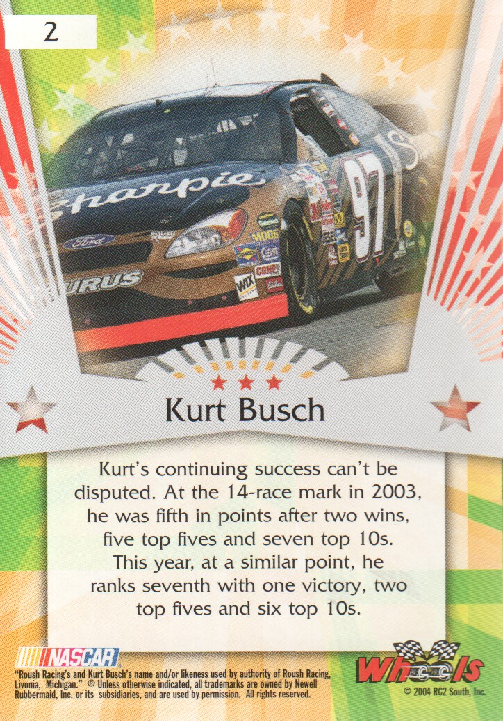 2004 Wheels American Thunder #2 Kurt Busch back image