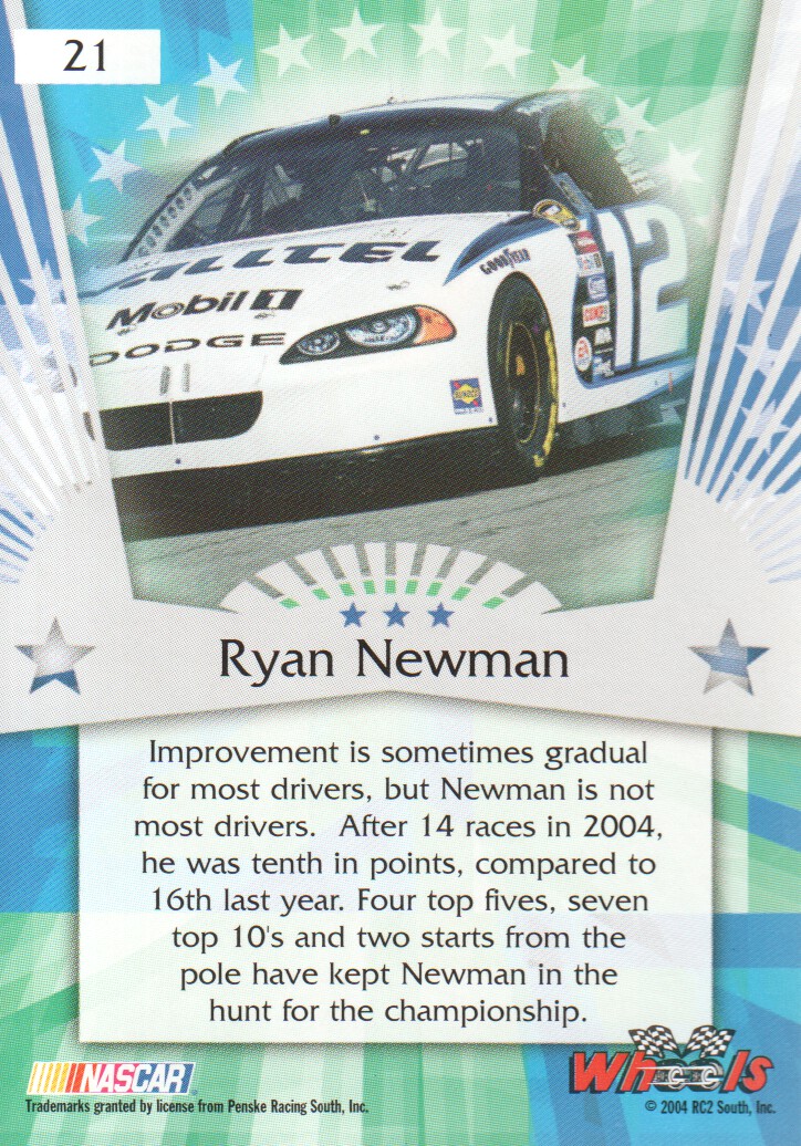 2004 Wheels American Thunder #21 Ryan Newman back image