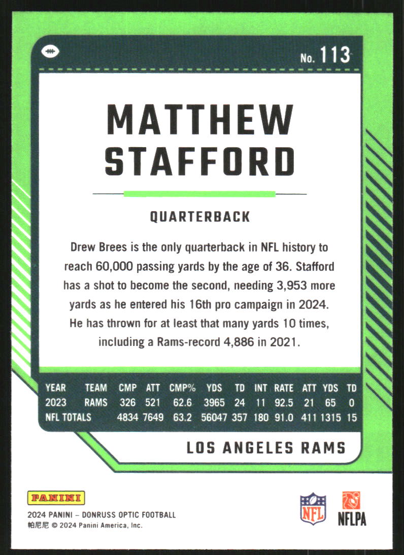 2024 Donruss Optic #113 Matthew Stafford