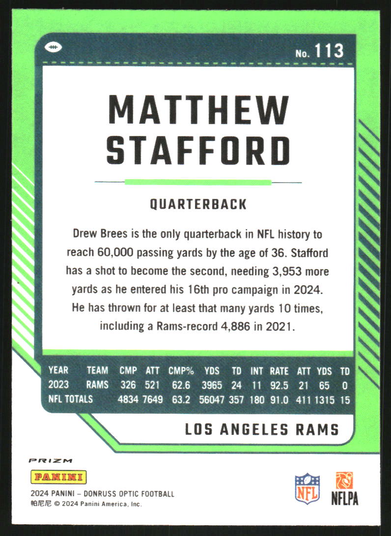 2024 Donruss Optic Stars #113 Matthew Stafford