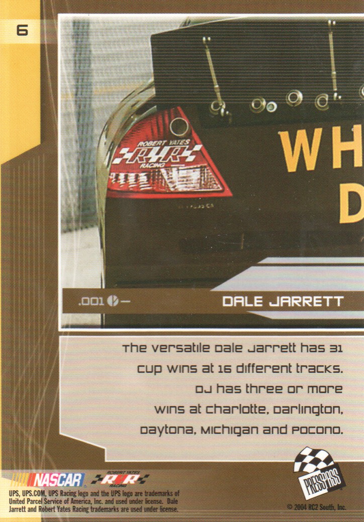 2004 Press Pass Stealth #6 Dale Jarrett back image